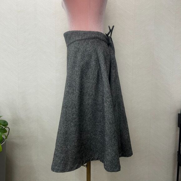 Vintage Modcloth Lined Pockets Heather Gray A-Line Tweed Midi Skirt Womens L - Picture 2 of 11